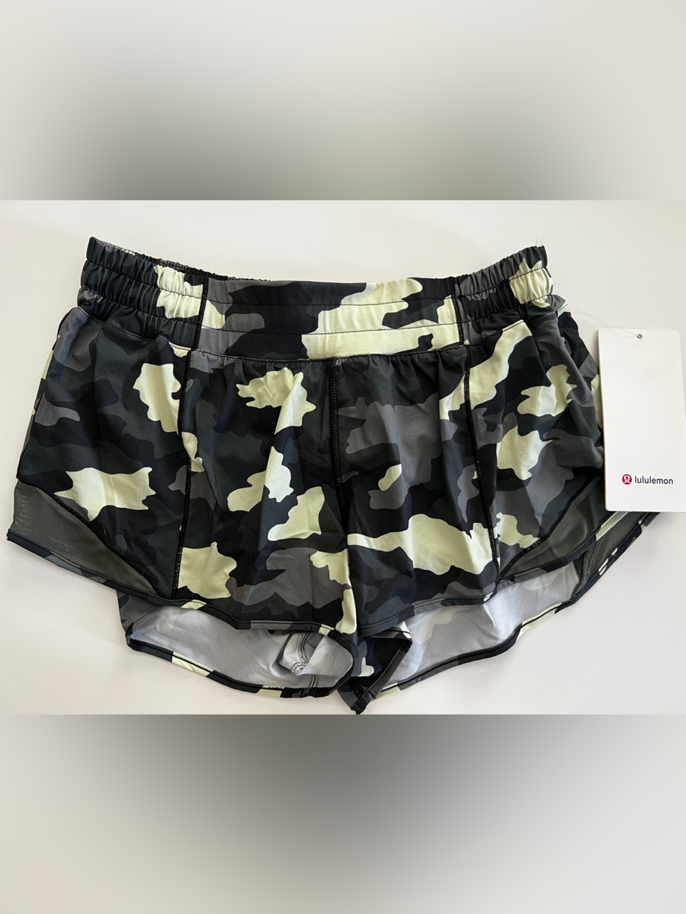 lululemon athletica Camo Athletic Shorts - Black, Gray & Greenish Yellow
